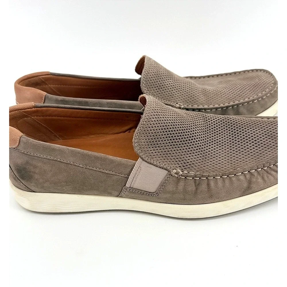 Ecco S-Lite Mens Taupe Nubuck Leather Perforated Slip On Loafers Size 46 12-12.5